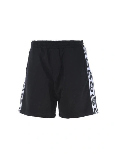 Mcq By Alexander Mcqueen Black Cotton Shorts With Branded Bands