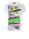 DSQUARED2 PRINTED WHITE T-SHIRT WITH DECORATIVE ZIP