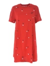 MCQ BY ALEXANDER MCQUEEN ALL OVER LOGO PRINT RED COTTON DRESS