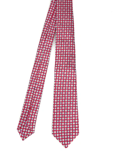 Kiton Patterned Red Silk Tie