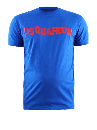 Dsquared2 Logo Cornflower Blue Cotton T-shirt