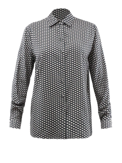 Bottega Veneta Silk Butterfly Print Shirt In Grey