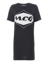 MCQ BY ALEXANDER MCQUEEN LOGO PRINT BLACK COTTON T-SHIRT DRESS