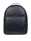 EMPORIO ARMANI BLUE GRAINED LEATHER BACKPACK