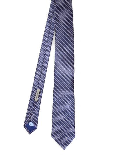 Corneliani Micro Patterned Silk Twill Tie In Blue