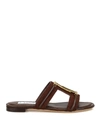 TOD'S DOUBLE T SUEDE AND LEATHER FLAT SANDALS