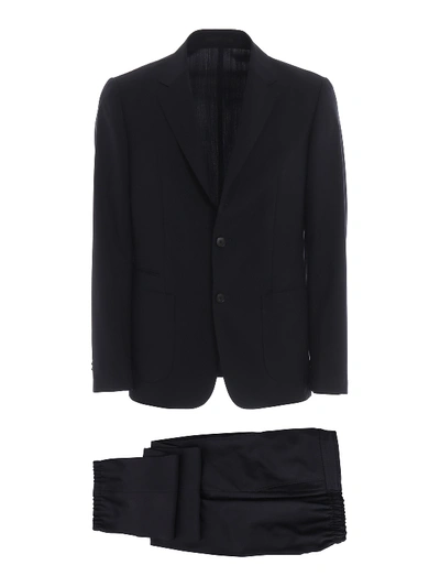 Z Zegna Techmerino Two-piece Comfort Suit In Dark Blue