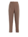 PRADA MOHAIR AND WOOL BLEND PANTS WITH TURN-UPS