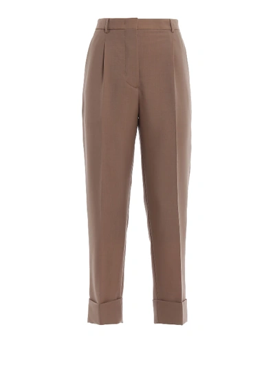 Prada Mohair And Wool Blend Pants With Turn-ups In Pink