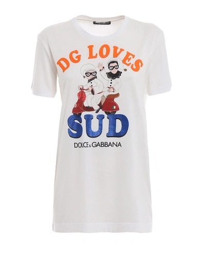 Dolce & Gabbana Dg Loves Sud Cotton T-shirt In White