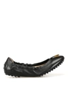 Tod's Black Smooth Leather Foldable Flats In Black