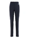 PRADA BELTED BLUE MOHAIR AND WOOL BLEND TROUSERS