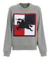 Burberry Chequer Ekd Cotton Sweatshirt In Grey