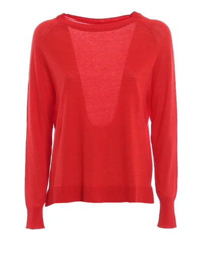 Aspesi Raglan Sleeve Red Cotton Sweater