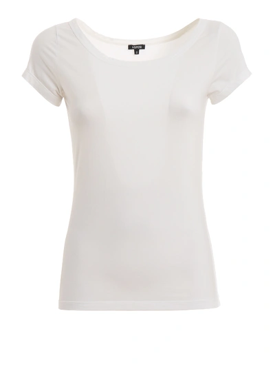 Aspesi White Stretch Cotton Boat Neck T-shirt