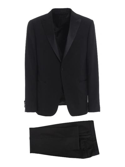 Z Zegna Black Cool Wool Three-piece Tuxedo Suit