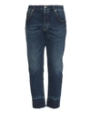 ALEXANDER MCQUEEN FADED DENIM CROPPED JEANS