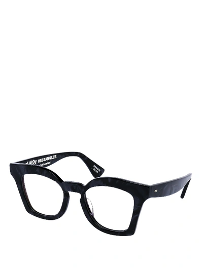 Platoy Rectangler Acetate Glasses In Dark Blue