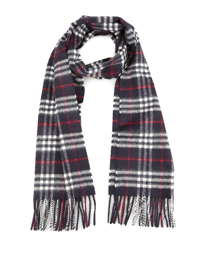 Burberry Vintage Check Dark Blue Cashmere Scarf