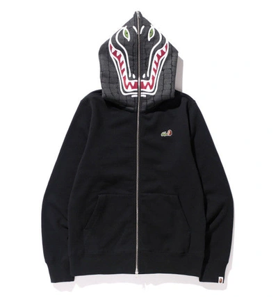 Pre-owned Bape X Lacoste Aligator Full Zip Hoodie Black ModeSens