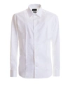 EMPORIO ARMANI WHITE STRETCH COTTON SLIM FIT SHIRT