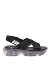 PRADA CLOUDBUST TECH FABRIC AND LEATHER SANDALS