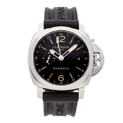 Pre-owned Panerai Luminor 1950 3-days Gmt Acciaio Rubber Strap Pam 531 In Stainless Steel
