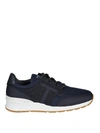 TOD'S MIDNIGHT BLUE LEATHER AND FABRIC SNEAKERS