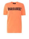 Dsquared2 Logo Lettering Orange Cotton T-shirt In Neon Orange