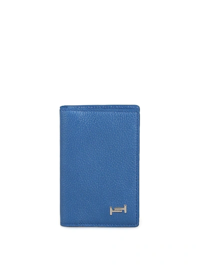 Tod's Double T Mid Blue Vertical Card Case