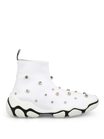 Red Valentino Glam Run High Top Slip-on Trainers In Bianco