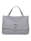 Zanellato Postina M Pura Grey Leather Bag In Grey