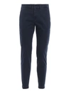 FAY BLUE STRETCH COTTON BLEND TROUSERS