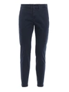 Fay Blue Stretch Cotton Blend Trousers In Blue