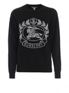 BURBERRY BLACK LOGO EMBROIDERY COTTON BLEND CREW NECK