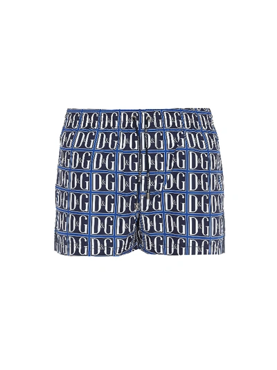Dolce & Gabbana Dg Print Swim Shorts In Blue
