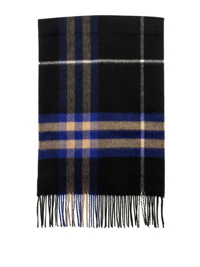 Burberry Cashmere Giant Check Scarf In Bright Cobalt