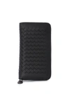 BOTTEGA VENETA BLACK WOVEN LEATHER WALLET