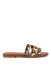 SAM EDELMAN BAY LEO PRINT COW HAIR SLIDE SANDALS