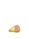 VERSACE GOLD AND FUCHSIA TRIBUTE SIGNET RING