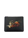 GIVENCHY LION PRINT COATED CANVAS ZIP POUCH