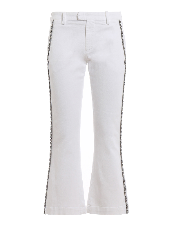 white embellished jeans