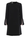 VALENTINO CREPE COUTURE BLACK DRESS WITH TWO-TONE CUFFS