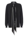 Givenchy Silk Crepe De Chine Shirt W/ Logo Bow In Black