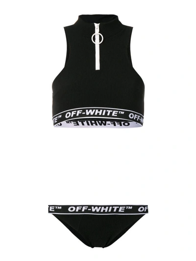 Off-white Black Stretch Nylon Two Pieces Bikini