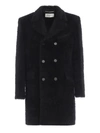 SAINT LAURENT FLUFFY ALPACA AND WOOL DOUBLE-BREASTED COAT