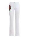 DOLCE & GABBANA GIRLY FLORAL EMBROIDERED WHITE JEANS
