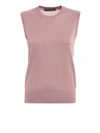 DOLCE & GABBANA PINK PURE SILK SLEEVELESS SWEATER