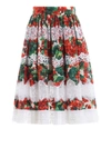 DOLCE & GABBANA FLORAL COTTON AND LACE CIRCLE SKIRT