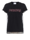 DONDUP GLITTER LOGO JERSEY AND TULLE T-SHIRT